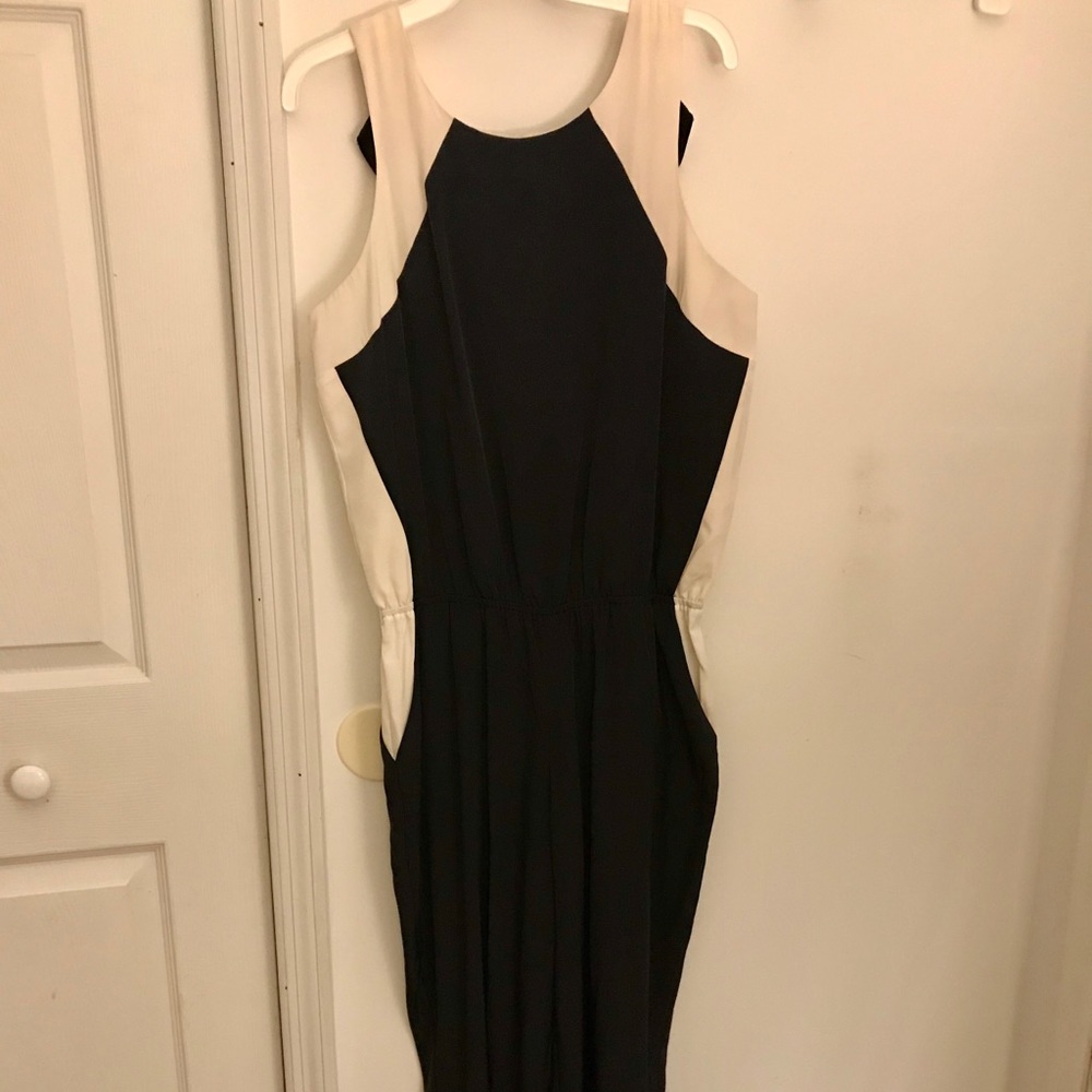 attention Black and Cream Colorblock Sleeveless Jumpsuit